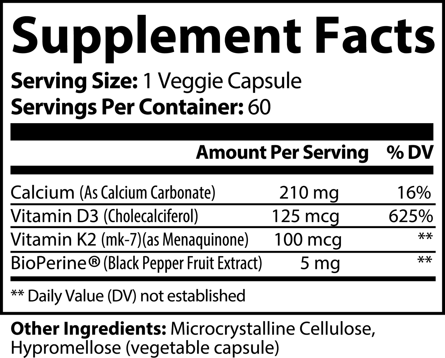 Bioavailable Vitamin D3 + K2 Capsules • Bone, Heart & Immune Support