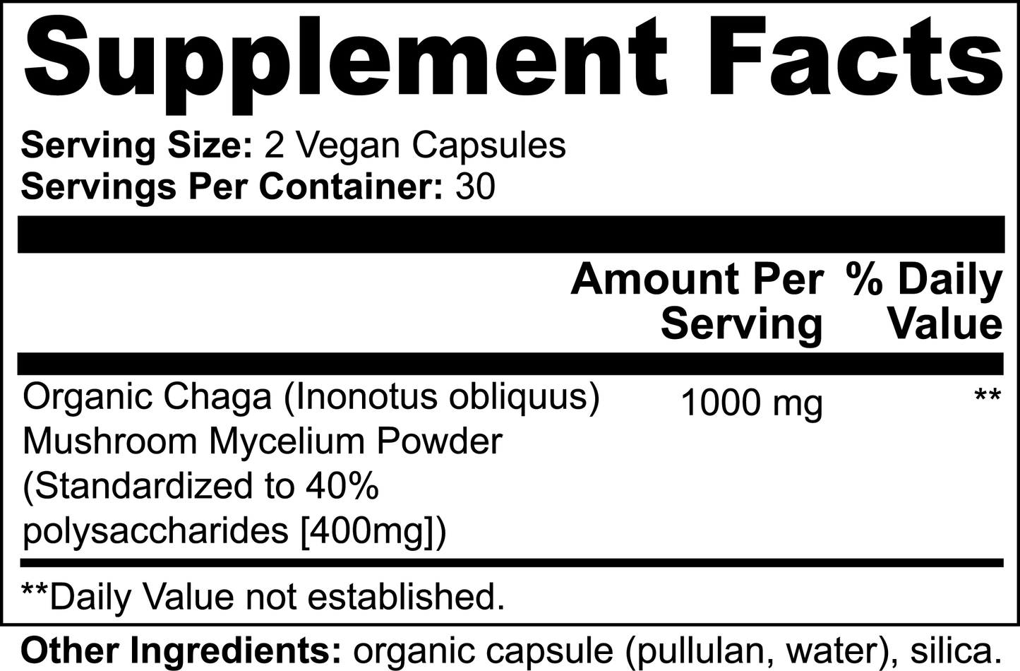 Organic Chaga Mushroom Capsules • Gut Health, Hormonal & Detox Support