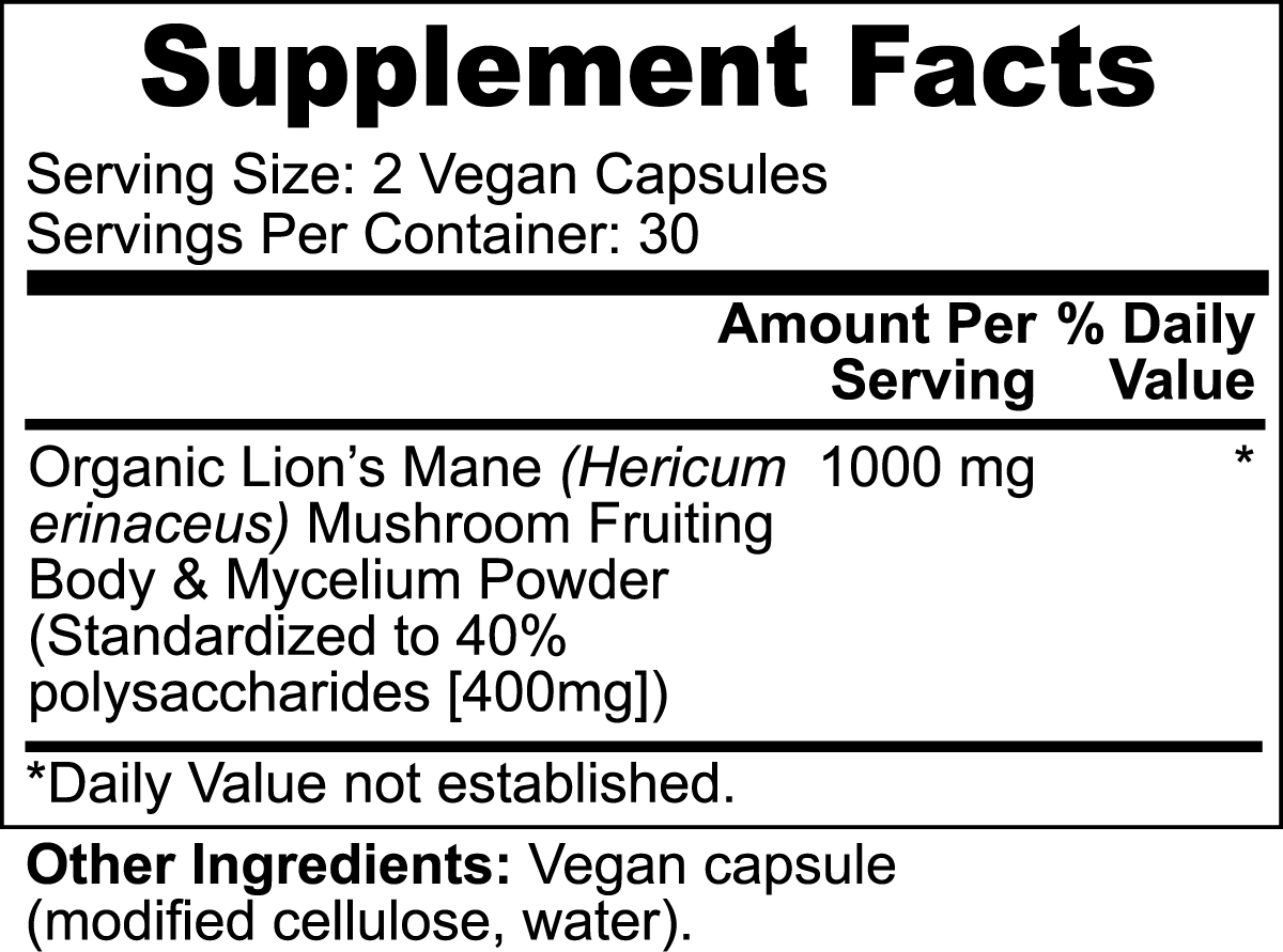 Organic Lion's Mane Mushroom Capsules • Holistic Focus Coffee Alternative