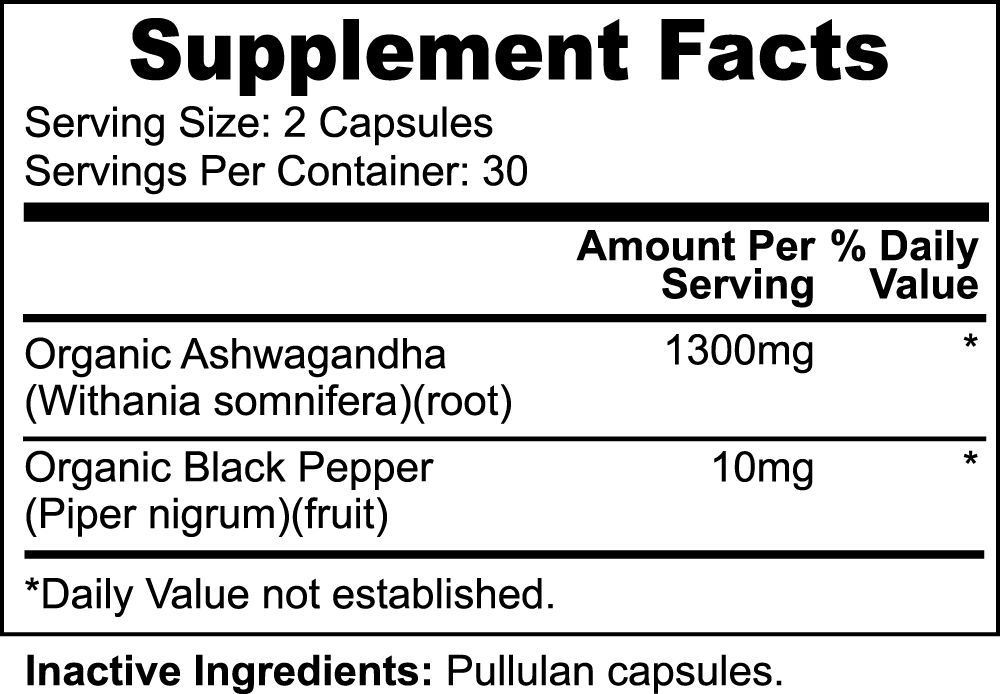 Organic Ashwagandha Capsules • Autoimmune, Athletic, & Cognitive Support